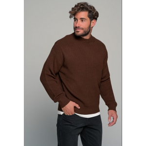 Life Style Butiken Ανδρικό Πουλόβερ Με Στρογγυλή Λαιμόκοψη LS11469 Καφέ